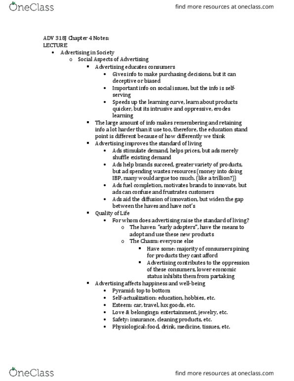 ADV 318J Lecture Notes - Lecture 4: A.D. Vision, Lux, Materialism thumbnail