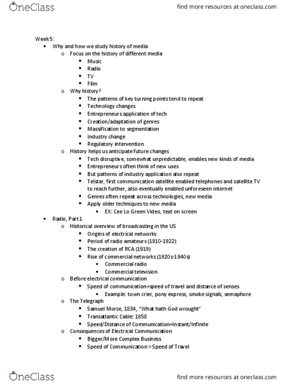 RTF 305 Chapter Notes - Chapter 5: Ceelo Green, Transatlantic Telegraph Cable, David Sarnoff thumbnail