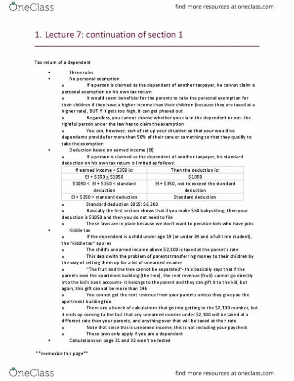 MGMT 127A Lecture Notes - Lecture 7: Standard Deduction, Unearned Income, Debt Relief thumbnail