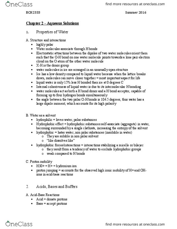 BCH 2333 Chapter Notes - Chapter 2: Electrical Mobility, Lone Pair, Atomic Orbital thumbnail