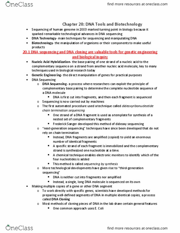 BIOL 2100 Lecture Notes - Lecture 20: Cloning Vector, Dna Ligase, Recombinant Dna thumbnail