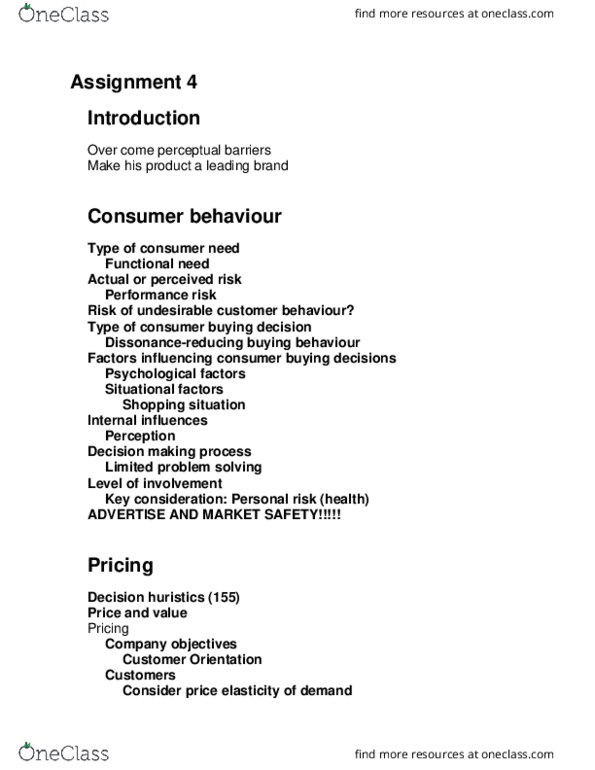 ADM 2320 Lecture Notes - Lecture 2: Consumer Behaviour, Decision-Making, Pricing Strategies thumbnail