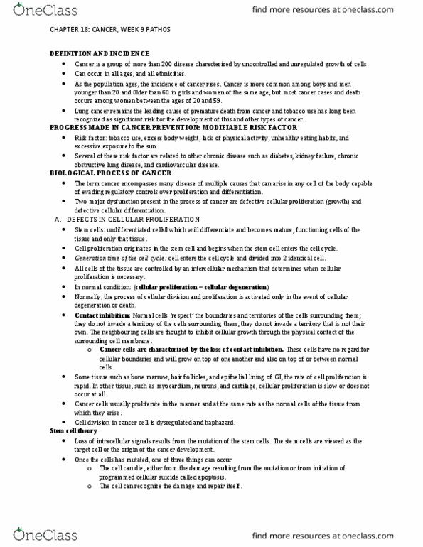 PAT 20A/B Chapter Notes - Chapter 18: Apoptosis, Interleukin 2, Peritonitis thumbnail