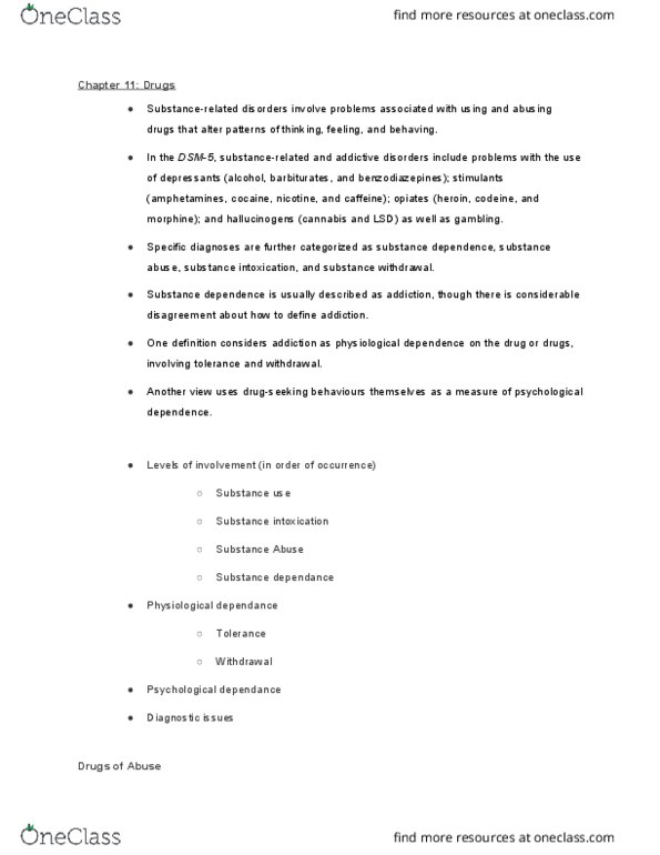 PSYCO239 Lecture Notes - Lecture 11: Agonist, Pethidine, Benzodiazepine thumbnail