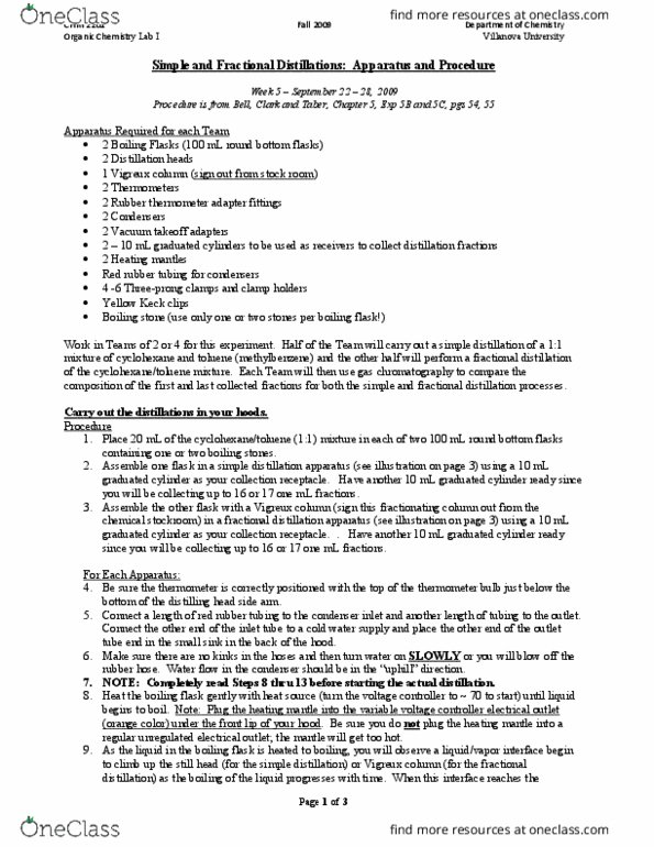 CHEM 012 Lecture Notes - Lecture 5: Side Arm, Elution, Boiling Point thumbnail