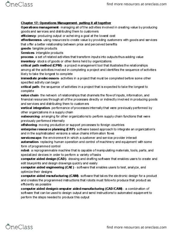 MGRL-1100 Chapter Notes - Chapter 17: Computer-Aided Design, Iso 9000, Management System thumbnail