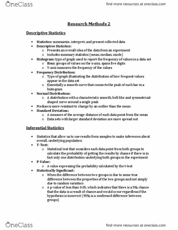 PSYCH 1X03 Lecture Notes - Lecture 3: Confounding, Design Of Experiments, Summary Statistics thumbnail