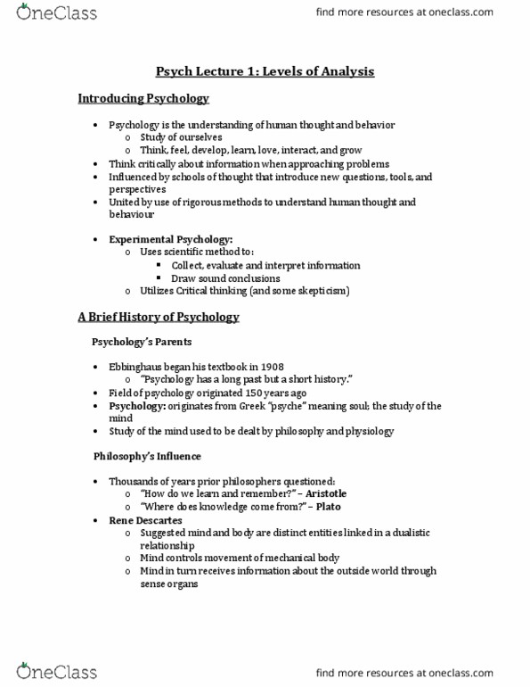 PSYCH 1X03 Lecture Notes - Lecture 1: Learned Helplessness, Neuroimaging, B. F. Skinner thumbnail