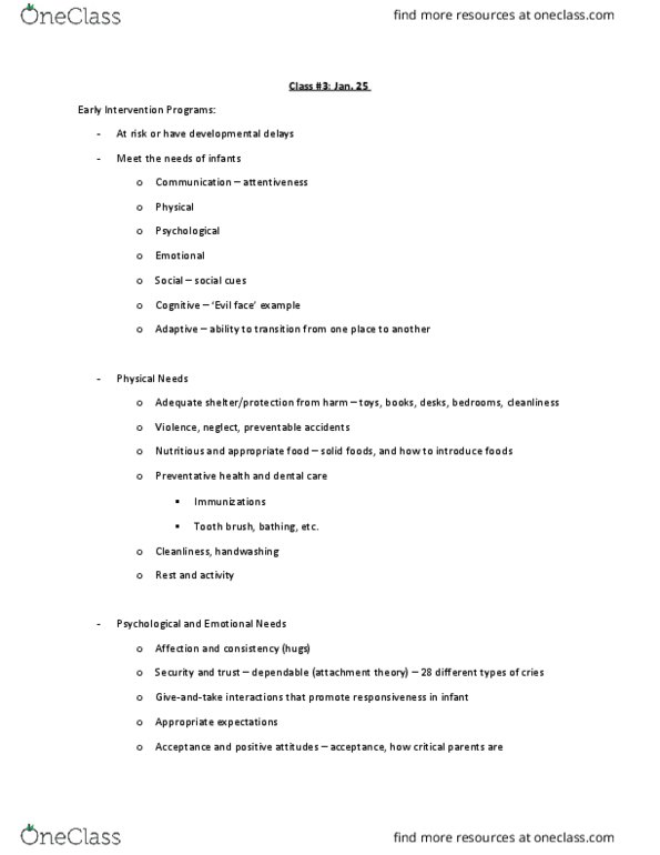 FRHD 2260 Lecture Notes - Lecture 2: Attention Span, Habituation, Participant Observation thumbnail