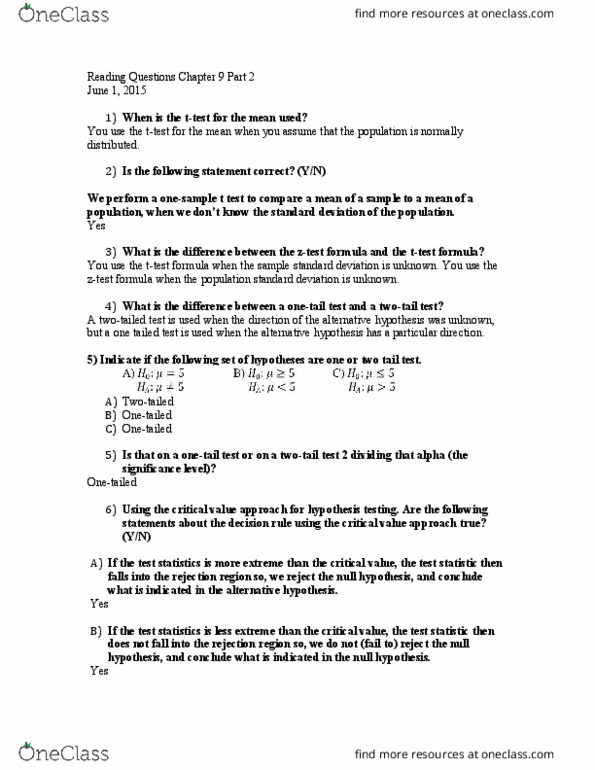 QBA 2010 Lecture Notes - Lecture 9: Test Statistic, Decision Rule, Null Hypothesis thumbnail