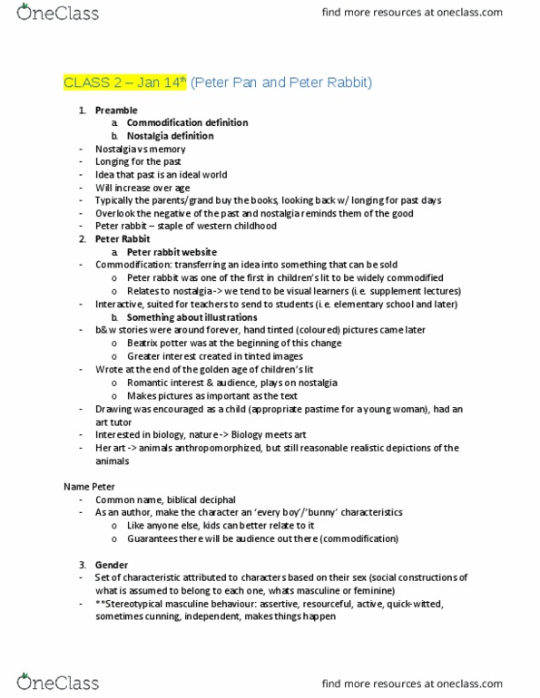 EN 3174 Lecture Notes - Lecture 2: Commodification, Visual Learning thumbnail