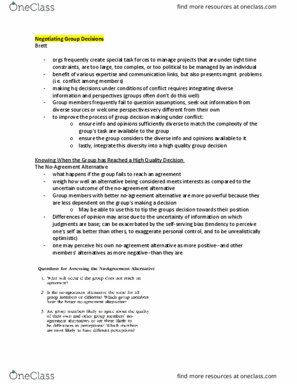 ORGS 4560 Lecture Notes - Lecture 9: Best Alternative To A Negotiated Agreement, Interpersonal Ties, Decision Rule thumbnail