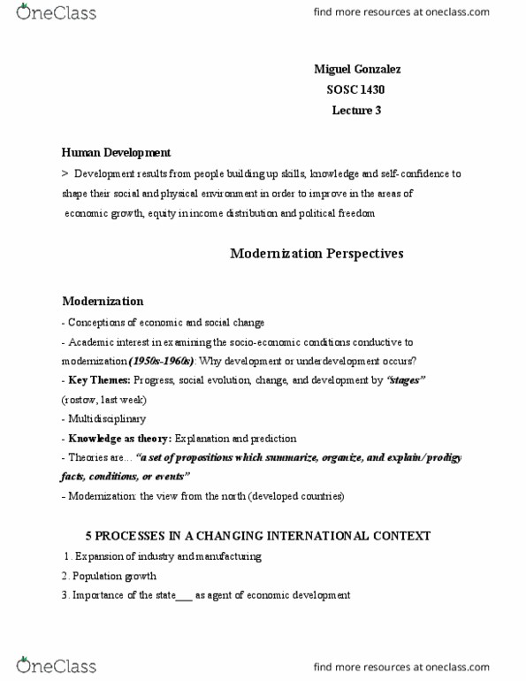 SOSC 1430 Lecture Notes - Lecture 3: Protestant Work Ethic, Class Conflict, Feudalism thumbnail