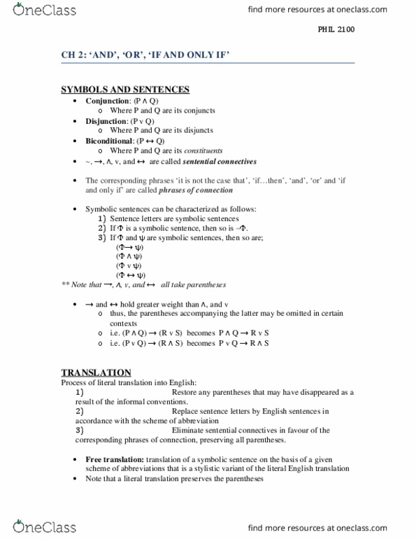 PHIL 2100 Lecture Notes - Lecture 8: Conjunctive Normal Form, Disjunctive Normal Form, Saber Of London thumbnail