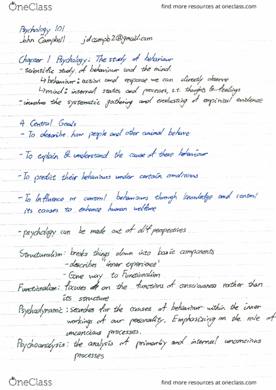 PSYCH101 Lecture Notes - Lecture 1: Eyewitness Memory, Mena thumbnail