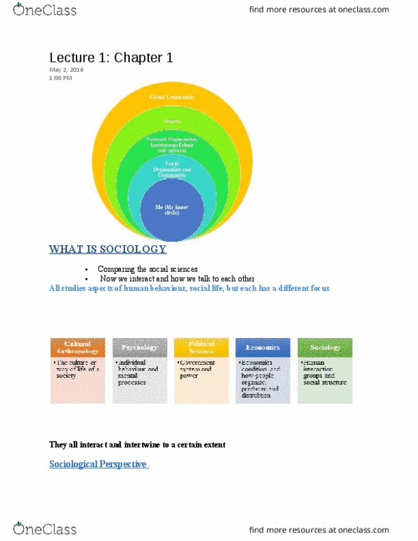 SOC 1101 Lecture Notes - Lecture 1: Auguste Comte, The Sociological Imagination, Social Forces thumbnail