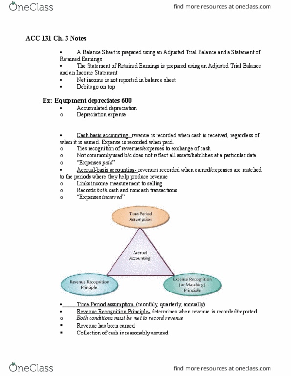 ACC 131 Lecture Notes - Lecture 3: Accounting Information System, Retained Earnings, Trial Balance thumbnail