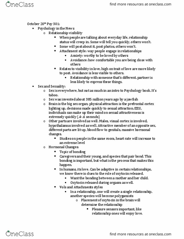 PSY 301 Lecture Notes - Lecture 10: Acrosome, Human Sexual Response Cycle, Sexually Transmitted Infection thumbnail