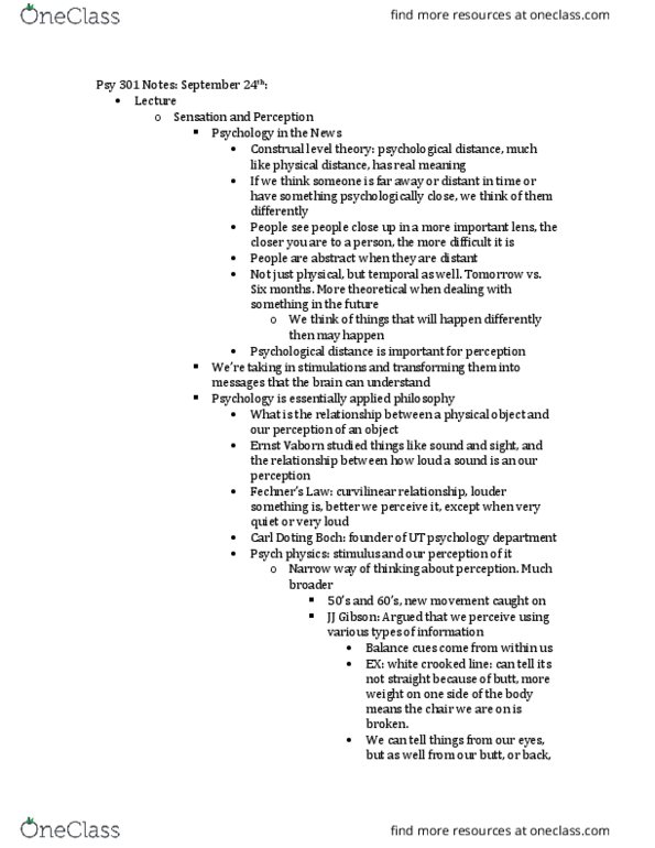 PSY 301 Lecture Notes - Lecture 3: Molecular Genetics, Basilar Membrane, Hair Cell thumbnail