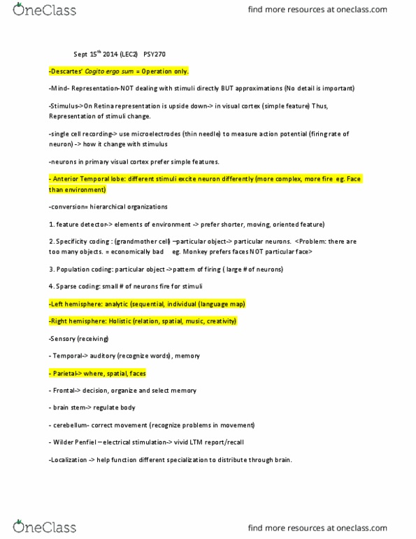 PSY270H1 Lecture Notes - Lecture 2: Content Word, Episodic Memory, Aphasia thumbnail