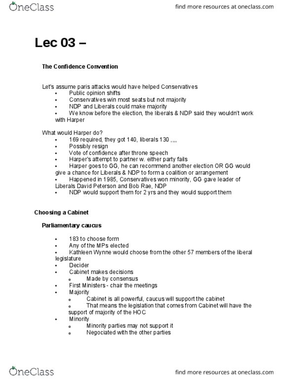 MGSC03H3 Lecture Notes - Lecture 3: Straw Poll, Valley East, Kathleen Wynne thumbnail