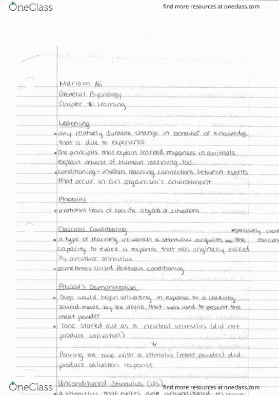 01:830:101 Chapter Notes - Chapter 6: 2006 Oaxaca Protests, Rein, Operant Conditioning thumbnail