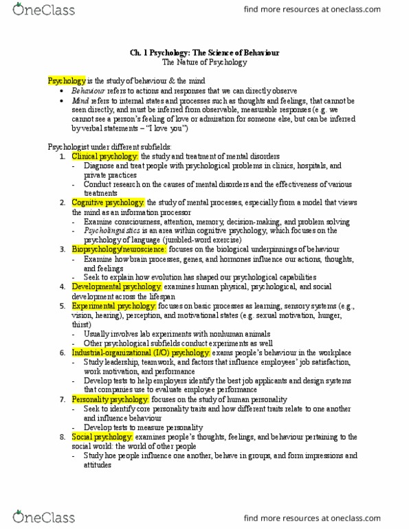 Psychology 1000 Chapter Notes - Chapter 1: Cultural Psychology, Psychology Today, Twin thumbnail