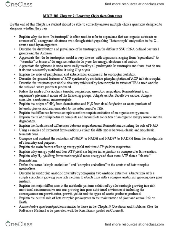 MICB 201 Chapter Notes - Chapter 9: Anabolism, Anaerobic Respiration, Obligate Aerobe thumbnail