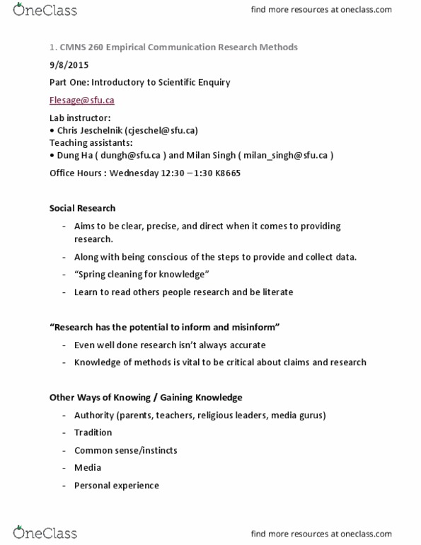 CMNS 260 Lecture Notes - Lecture 1: Social Theory, Time Series, Spring Cleaning thumbnail