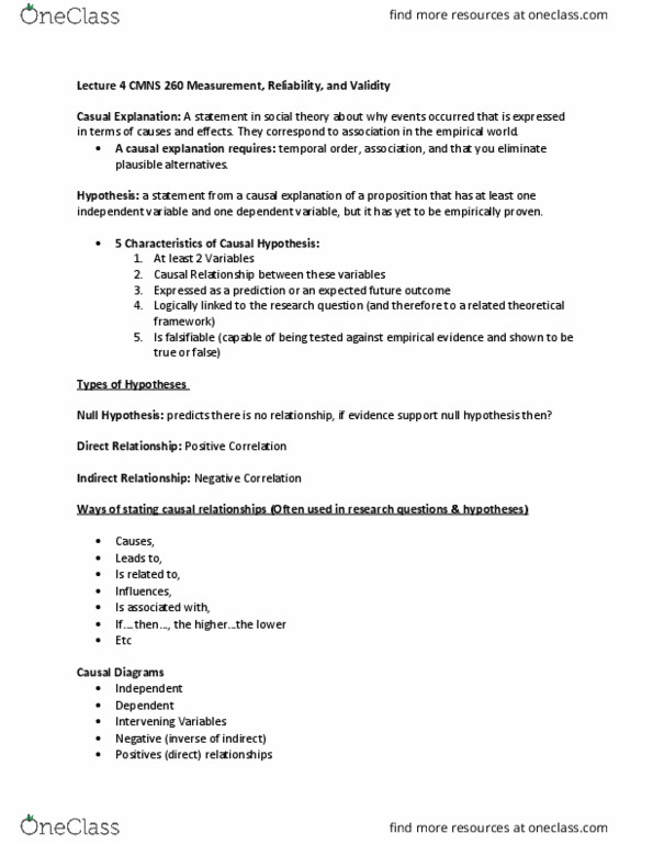 CMNS 260 Lecture Notes - Lecture 4: Face Validity, Digital Divide, Null Hypothesis thumbnail