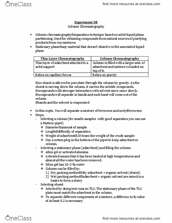 CHM 205 Lecture Notes - Lecture 3: Boiling Point, High-Performance Liquid Chromatography, Silica Gel thumbnail