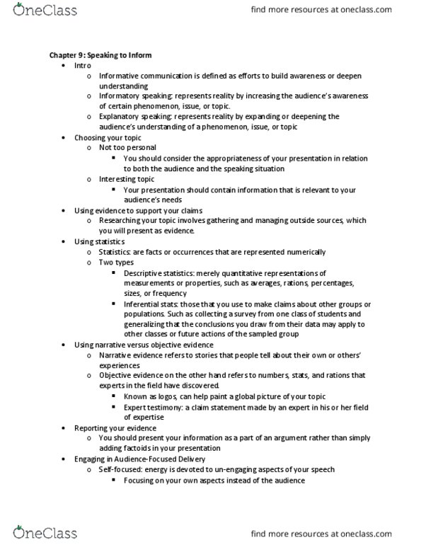 CMS 306M Chapter Notes - Chapter 9: Descriptive Statistics thumbnail