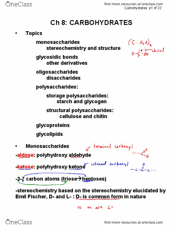 CHEM237 Lecture 8: CHEM237-11-Ch8-Carbohydrates-partannot.PDF thumbnail