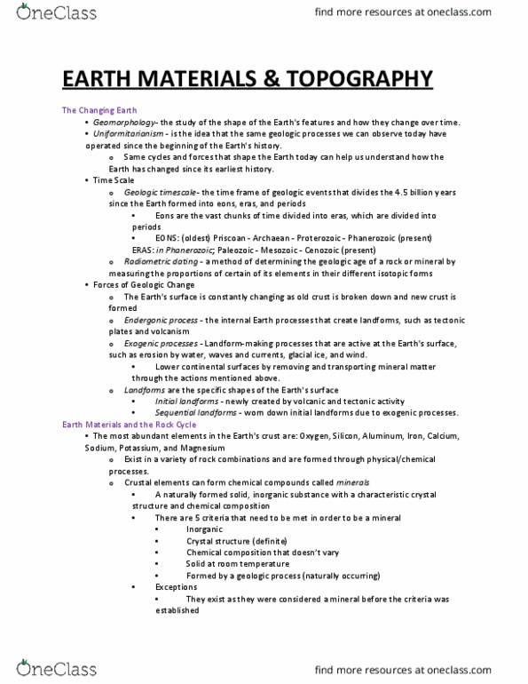 GEOG 1030 Lecture 2: EARTH MATERIALS AND TOPOGRAPHY thumbnail