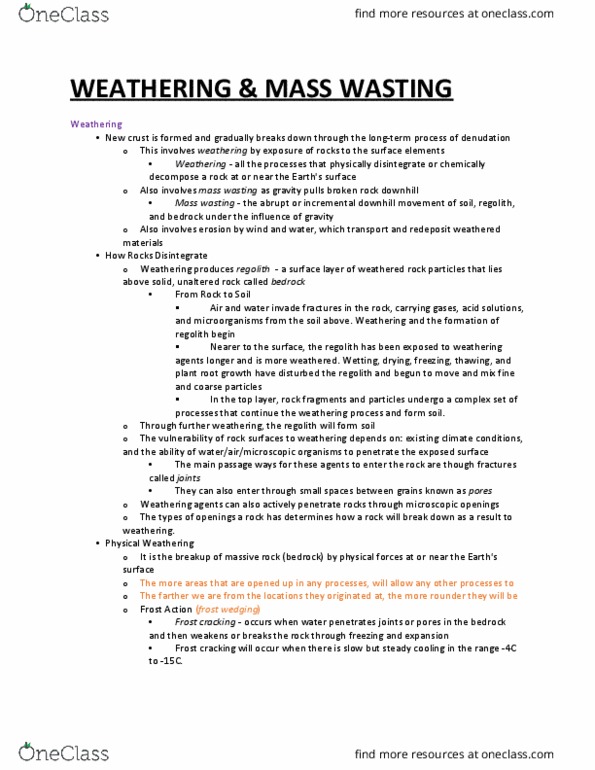 GEOG 1030 Lecture 4: WEATHERING AND MASS WASTING thumbnail