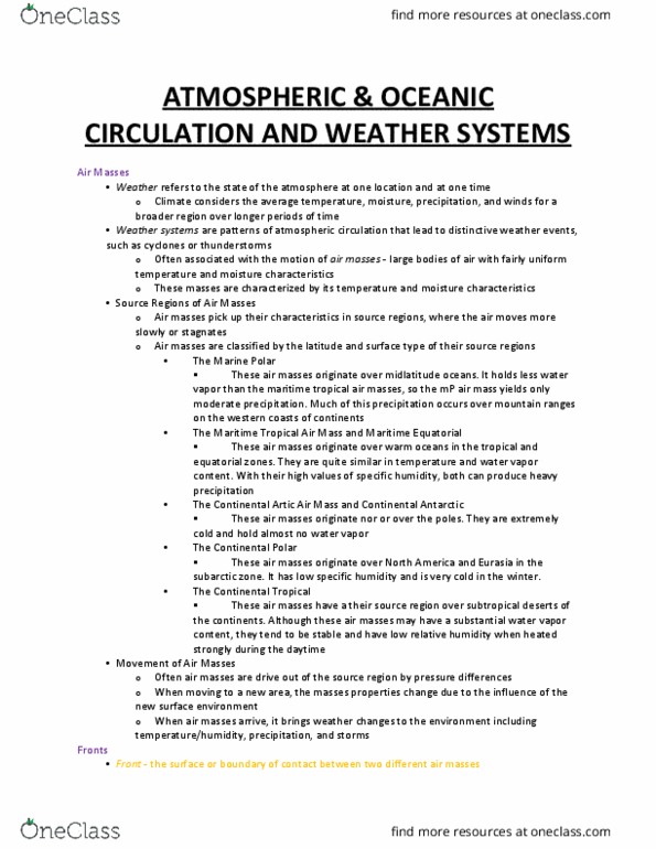 GEOG 1030 Lecture 11: ATMOSPHERIC & OCEANIC CIRCULATION AND WEATHER SYSTEMS thumbnail