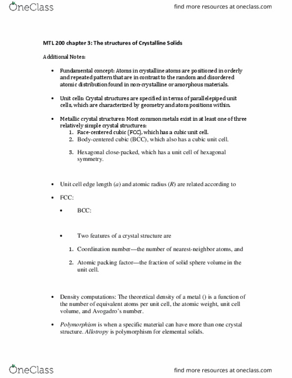 MTL 200 Lecture Notes - Lecture 2: Grain Boundary, Linear Density, Metal thumbnail