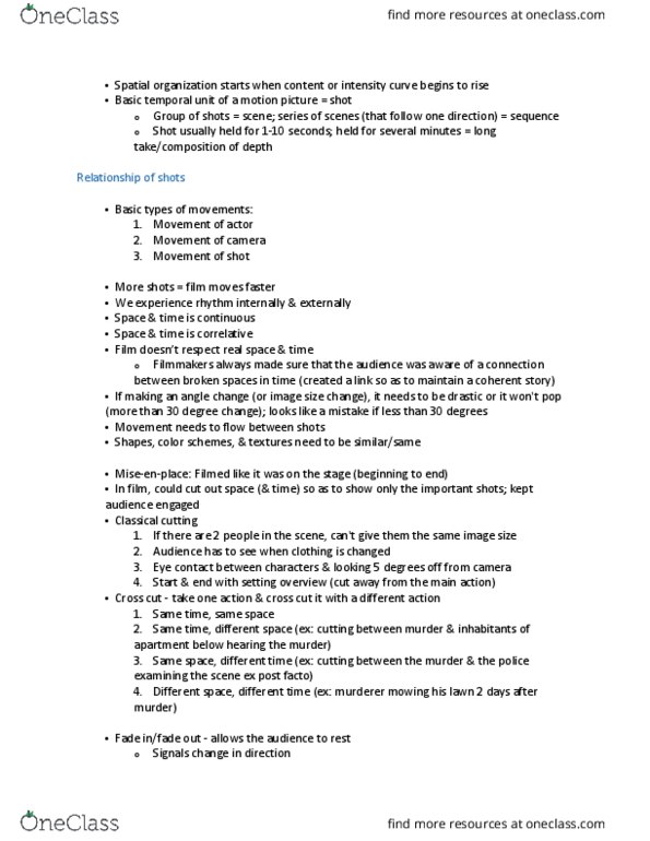 CTCS 190g Lecture Notes - Lecture 6: Continuity Editing, 30-Degree Rule, Eye Contact thumbnail