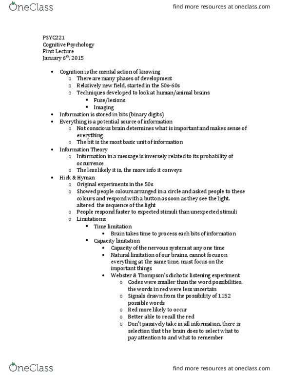 PSYC 221 Lecture Notes - Lecture 1: Computer Data Storage, Cognitive Ethology, Metacognition thumbnail