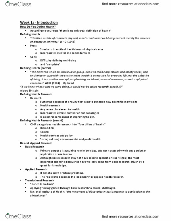 HLTH333 Lecture Notes - Lecture 1: Leptin, Dementia, Esophageal Cancer thumbnail