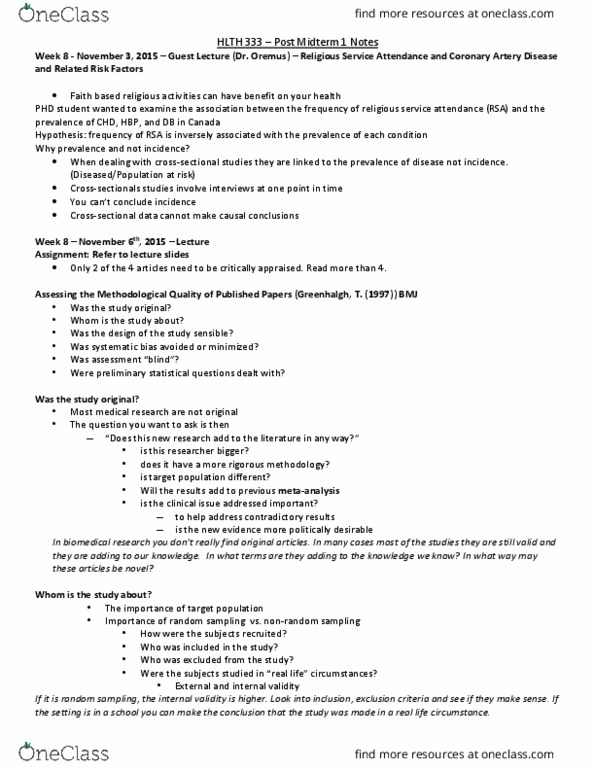 HLTH333 Lecture Notes - Lecture 15: Descriptive Statistics, Reference Management Software, Jargon thumbnail