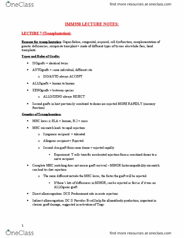 IMM350H1 Lecture Notes - Lecture 6: Glutamine, Cryoglobulinemia, Haemophilus Influenzae thumbnail