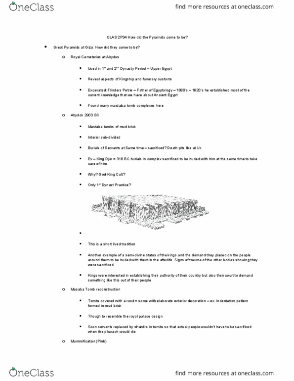 CLAS 2P34 Lecture Notes - Lecture 5: Third Dynasty Of Egypt, Saqqara, Narmer thumbnail