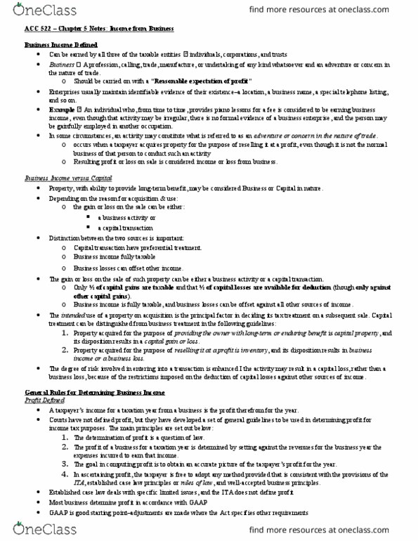 ACC 522 Chapter Notes - Chapter 5: Canada Pension Plan, Phosphoribosyl Pyrophosphate, Capital Cost Allowance thumbnail