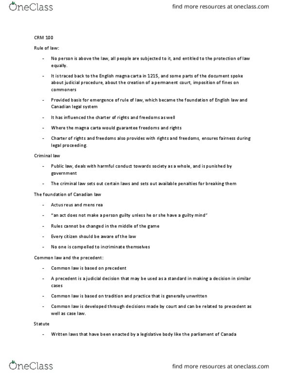 CRM 100 Chapter Notes - Chapter 1-6: Nimby, Compstat, Victimisation thumbnail