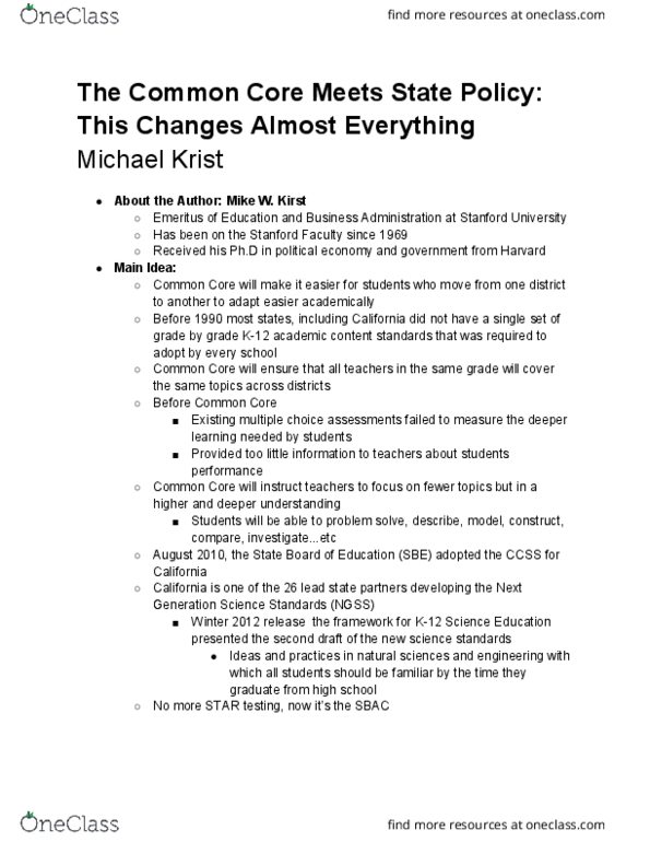 EDUC 50 Chapter Notes - Chapter 5: Next Generation Science Standards, Deeper Understanding thumbnail