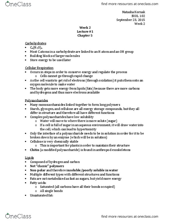 BIOL 102 Lecture Notes - Lecture 2: Cell Nucleus, Base Pair, Intermolecular Force thumbnail