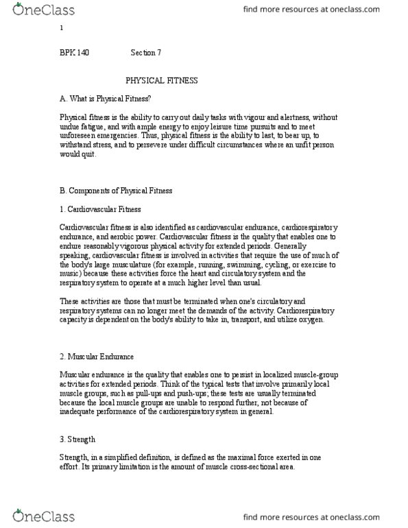 BPK 140 Lecture Notes - Lecture 14: Physical Fitness, Skeleton, Body Composition thumbnail