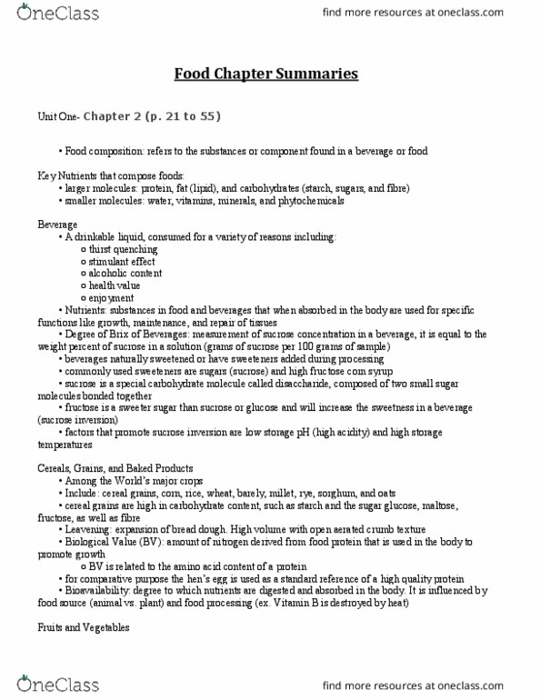 FOOD 2010 Lecture 1: Chapter Summaries for FOOD-2010 thumbnail