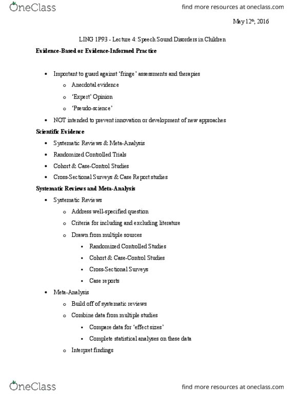 LING 1P93 Lecture Notes - Lecture 4: Traumatic Brain Injury, Communication Disorder, Dynamic Assessment thumbnail